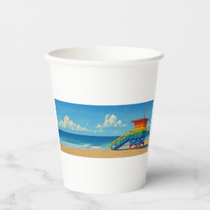 Venice Beach Rainbow Lifeguard Stand Paper Cups