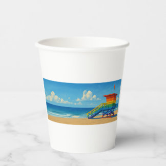 Venice Beach Rainbow Lifeguard Stand Paper Cups