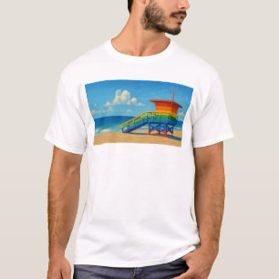 Venice Beach Rainbow Lifeguard Stand T-Shirt