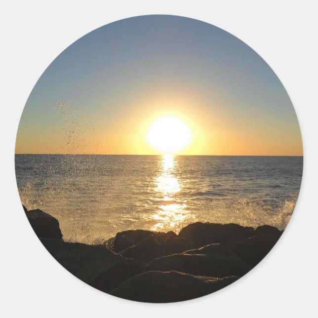 Venice Beach Sunset Classic Round Sticker (Front)
