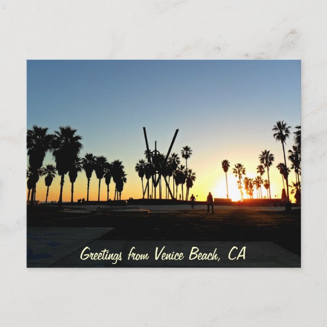 Venice Beach Sunset Postcard (Front)