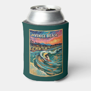 Venice Beach Surf California Vintage Bold Colors Can Cooler