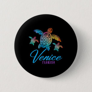 Venice Beach Tie Dye Sea Turtle Florida Family Vac 6 Cm Round Badge