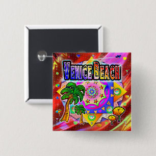 Venice Beach Tropical Friends Button