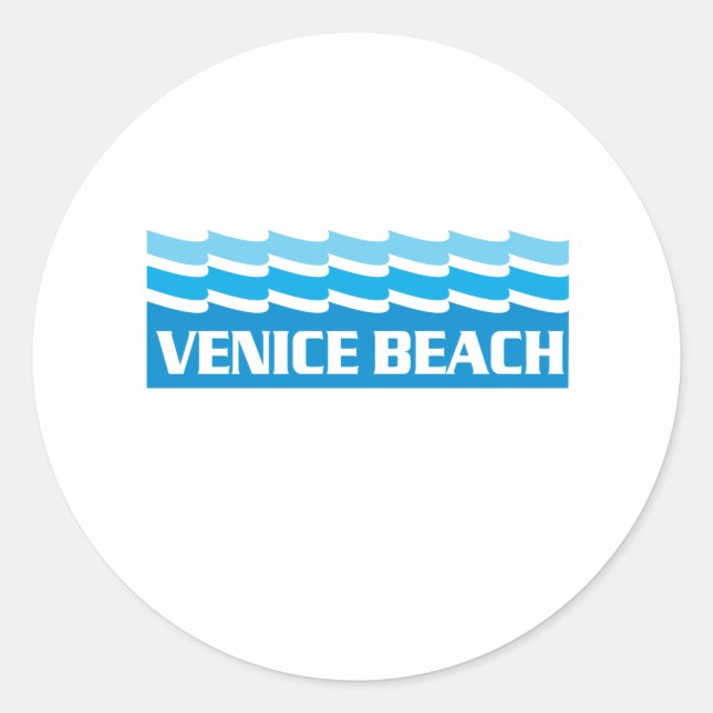 Venice Beach Waves Classic Round Sticker (Front)