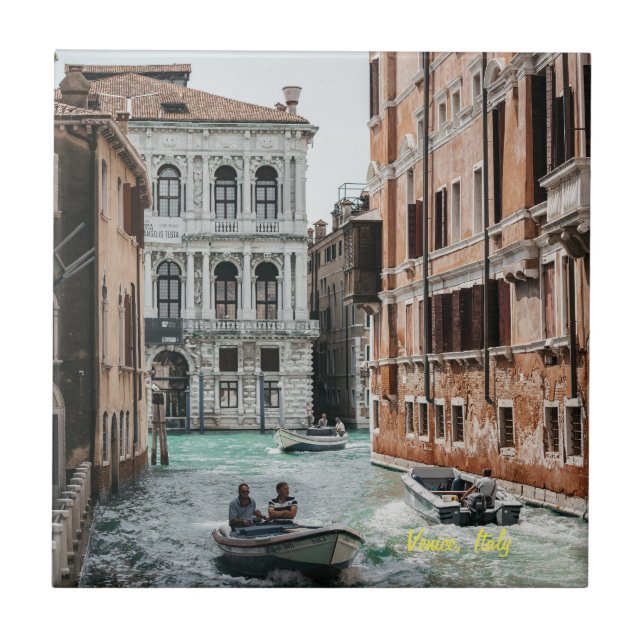 Venice Boat Canal  Ceramic Tile (Front)