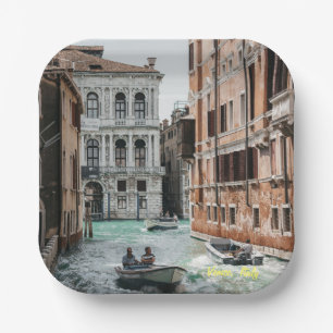 Venice Boat Canal Paper Plate