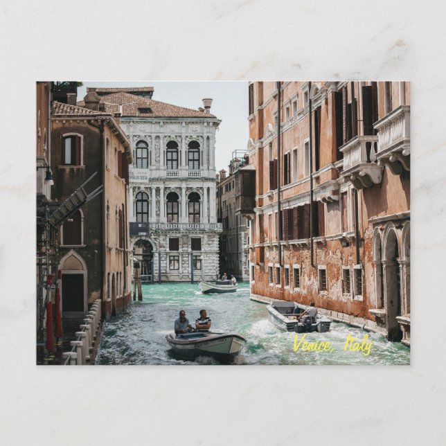 Venice Boat Canal  Postcard (Front)