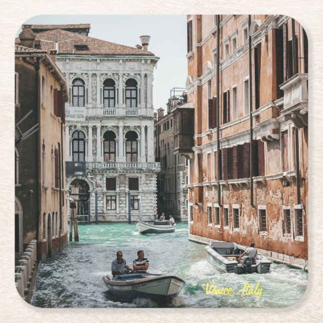 Venice Boat Canal  Square Paper Coaster (Front)