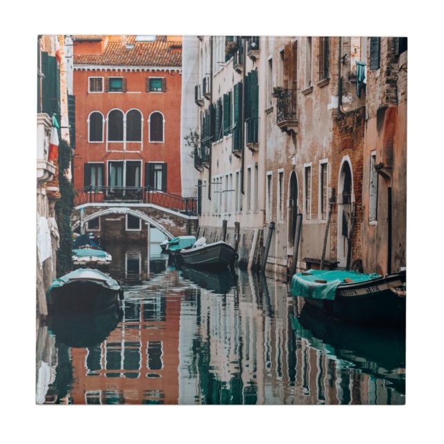 Venice Boats          Ceramic Tile (Front)