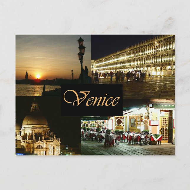 Venice by Night Holiday Postcard (Front)