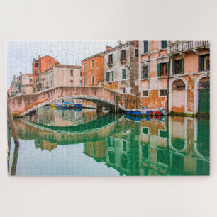Venice canal and bridge with reflections, Italy Jigsaw Puzzle
