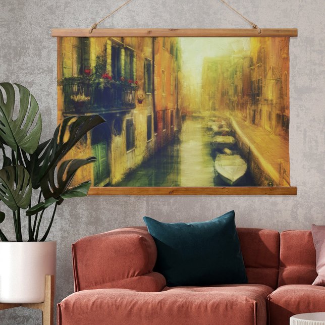 Venice Canal Balcony Painting Hanging Tapestry (Creator Uploaded)