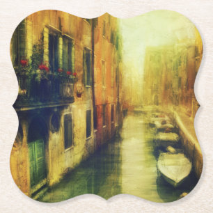 Venice Canal Balcony Painting Paper Coaster