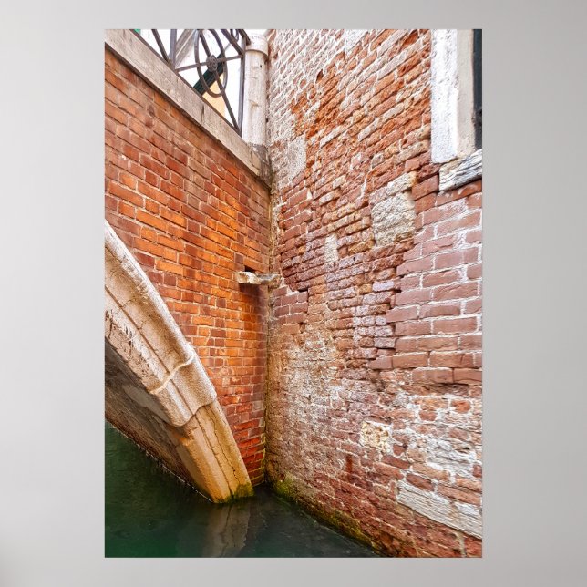 Venice Canal Bridge Brick Wall Architecture Poster (Front)