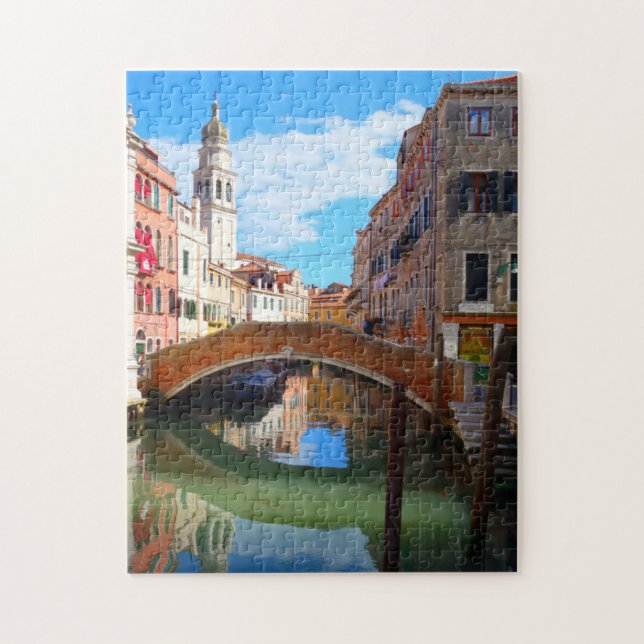 Venice Canal bridge & Italian tower, Italy Jigsaw Puzzle (Vertical)