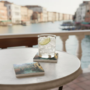 Venice Canal Gondola Italian Architecture Photo Stone Coaster