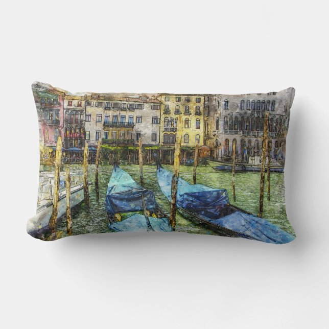 Venice Canal Gondolas Lumbar Cushion (Front)