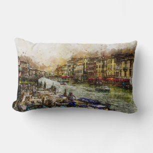 Venice Canal Scene Lumbar Cushion