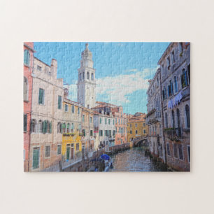 Venice Canal & tower Italian summer vacation Italy Jigsaw Puzzle