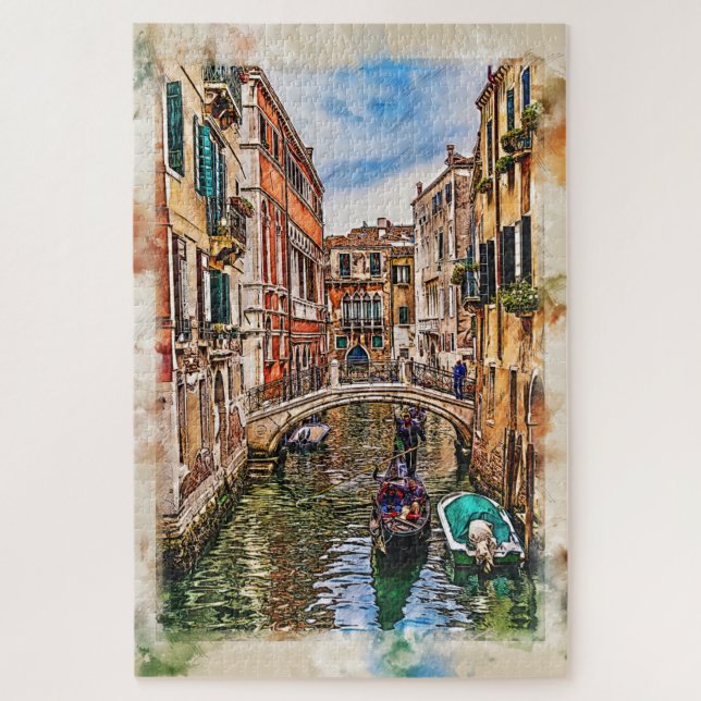 Venice canal with houses and gondola. Italy. Jigsaw Puzzle (Vertical)