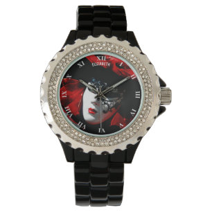 Venice Carnival Colourful Traditional Red Mask Watch