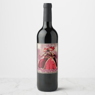 Venice carnival mask and costume. wine label