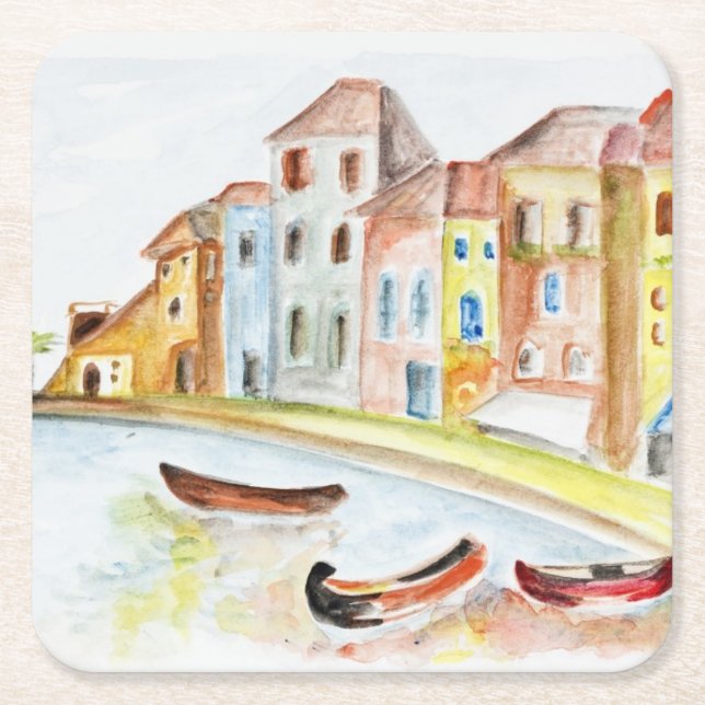 Venice Concept Square Paper Coaster (Front)