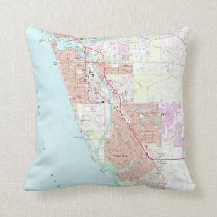 Venice Florida Map (1973) Cushion