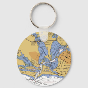 Venice, Florida nautical Harbour chart Keychain