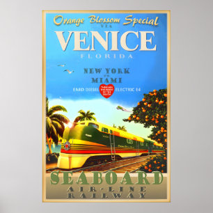 Venice Florida Orange Blossom Special Train Art Poster