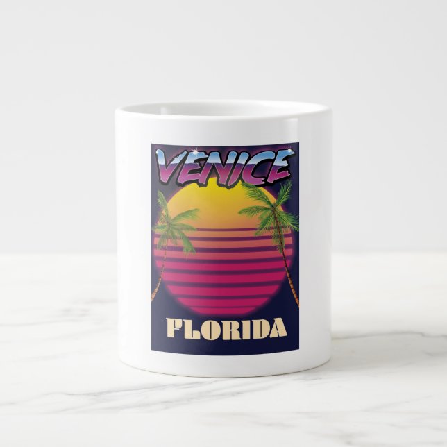 Venice Florida retro vacation poster Large Coffee Mug (Front)