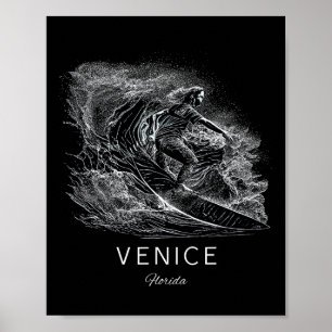 Venice Florida Surfing Surfboard Poster