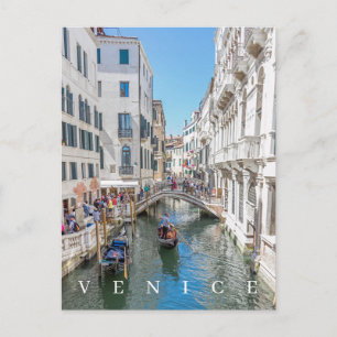 Venice gondola and bridge view postcard