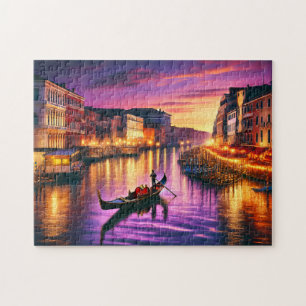 Venice Gondola Grand Canal Romantic Italy Night Jigsaw Puzzle