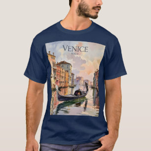 Venice Gondola Ride Watercolor Canal Colourful T-Shirt