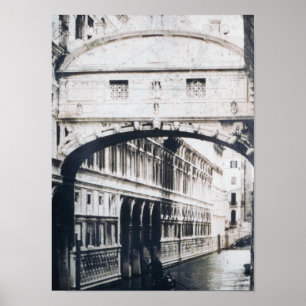 Venice Gondola Romantic Monochrome Poster