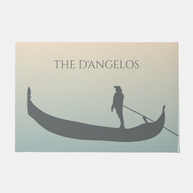Venice Gondola Silhouette at Sunset Personalised Doormat (Front)