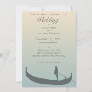 Venice Gondola Silhouette at Sunset Wedding Invitation
