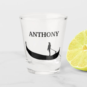 Venice Gondola Silhouette Black Personalised Shot Glass
