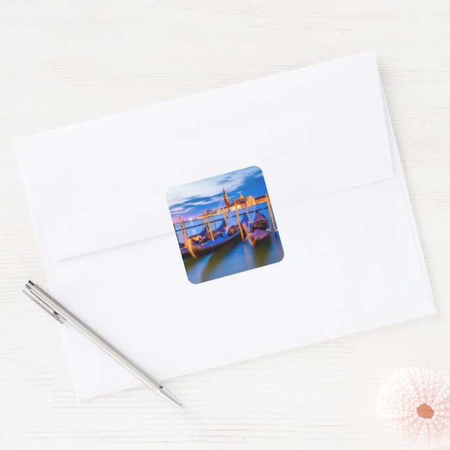 Venice gondola sunset square sticker (Envelope)