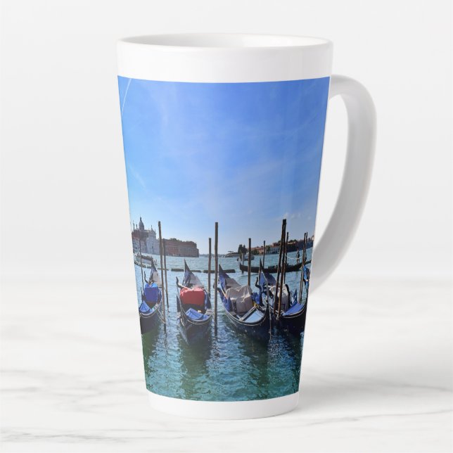 Venice Gondolas Boat Italy Blue Sky Latte Mug (Right Angle)