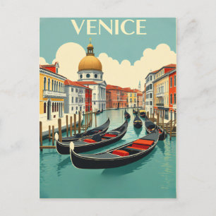 Venice Gondolas - Vintage Travel Postcard