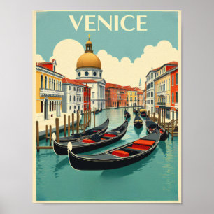 Venice Gondolas - Vintage Travel Poster