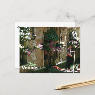 Venice Gondolier Travel Souvenir Postcard