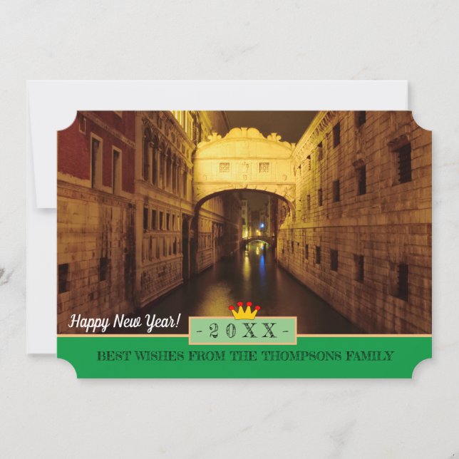 Venice & Happy New Year! Wishes Card /architecture (Front)