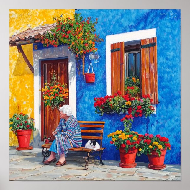 Venice Inspired – Colourful Village Poster Print (Front)