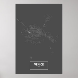 Venice (Island), Italy (white on black) Poster