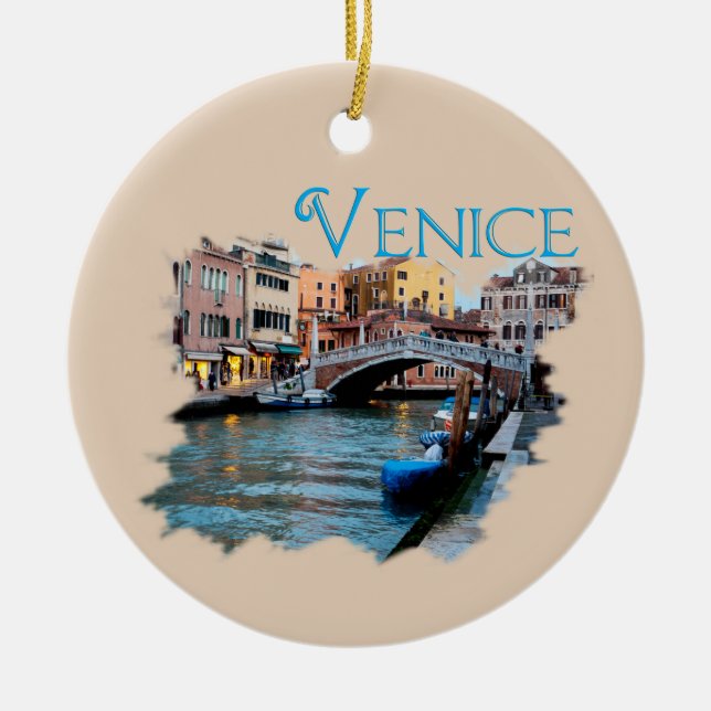 Venice, Italy: Along the Canal Ceramic Ornament (Front)