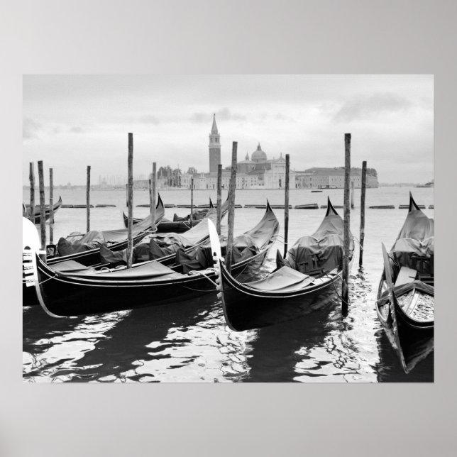 Venice Italy black and white landscape P Triptych Poster (Front)